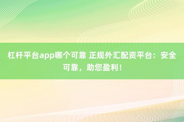 杠杆平台app哪个可靠 正规外汇配资平台：安全可靠，助您盈利！