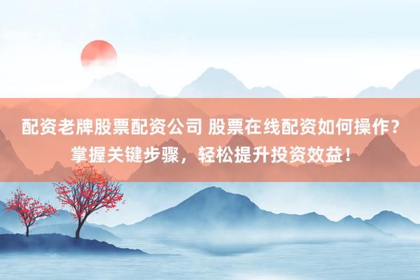 配资老牌股票配资公司 股票在线配资如何操作？掌握关键步骤，轻松提升投资效益！